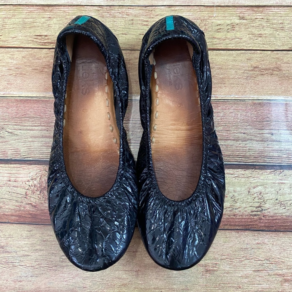 Tieks Black Obsidian Black Patent Leather Ballet Flats Size 6